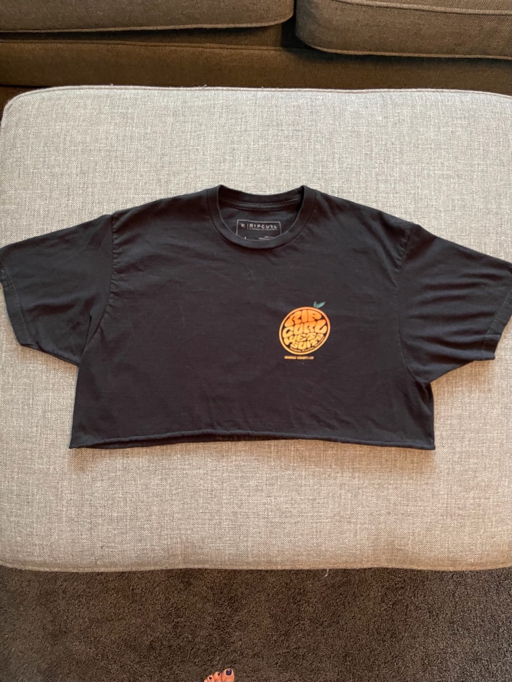 Rip Curl Black Tee with Orange Surf Logo